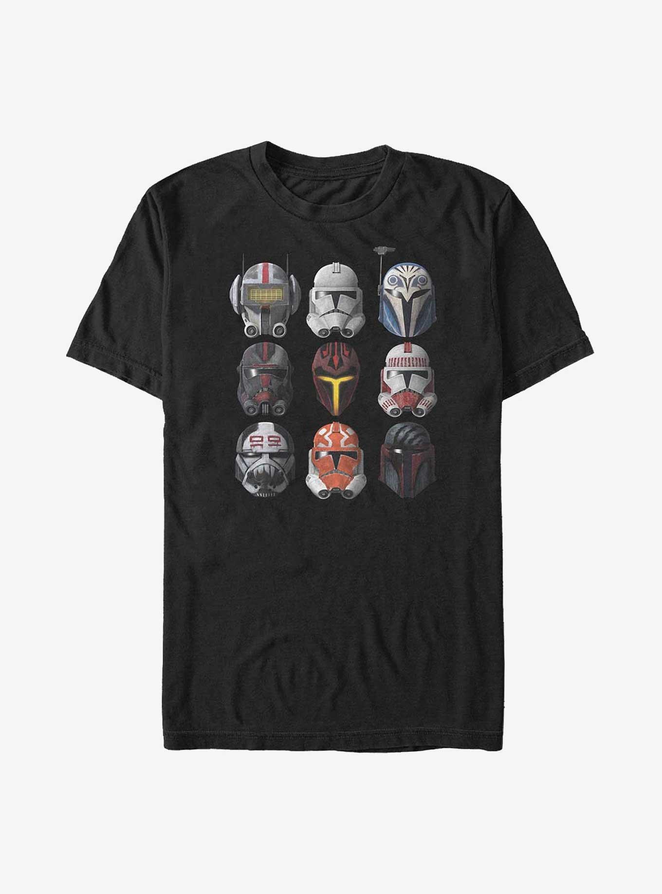 Star Wars: The Clone Wars Helmets Line Up Big & Tall T-Shirt, BLACK, hi-res