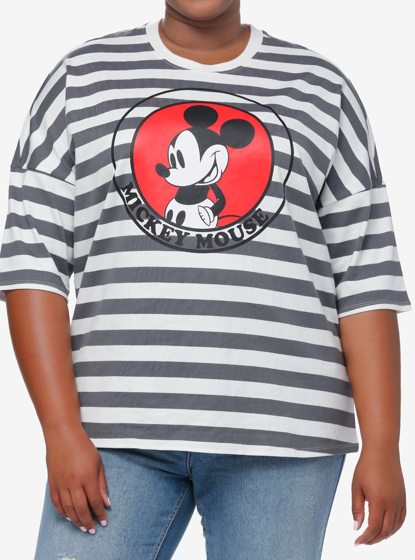 Disney Mickey Mouse Stripe Oversized Drop Shoulder Top Plus Size, MULTI, hi-res