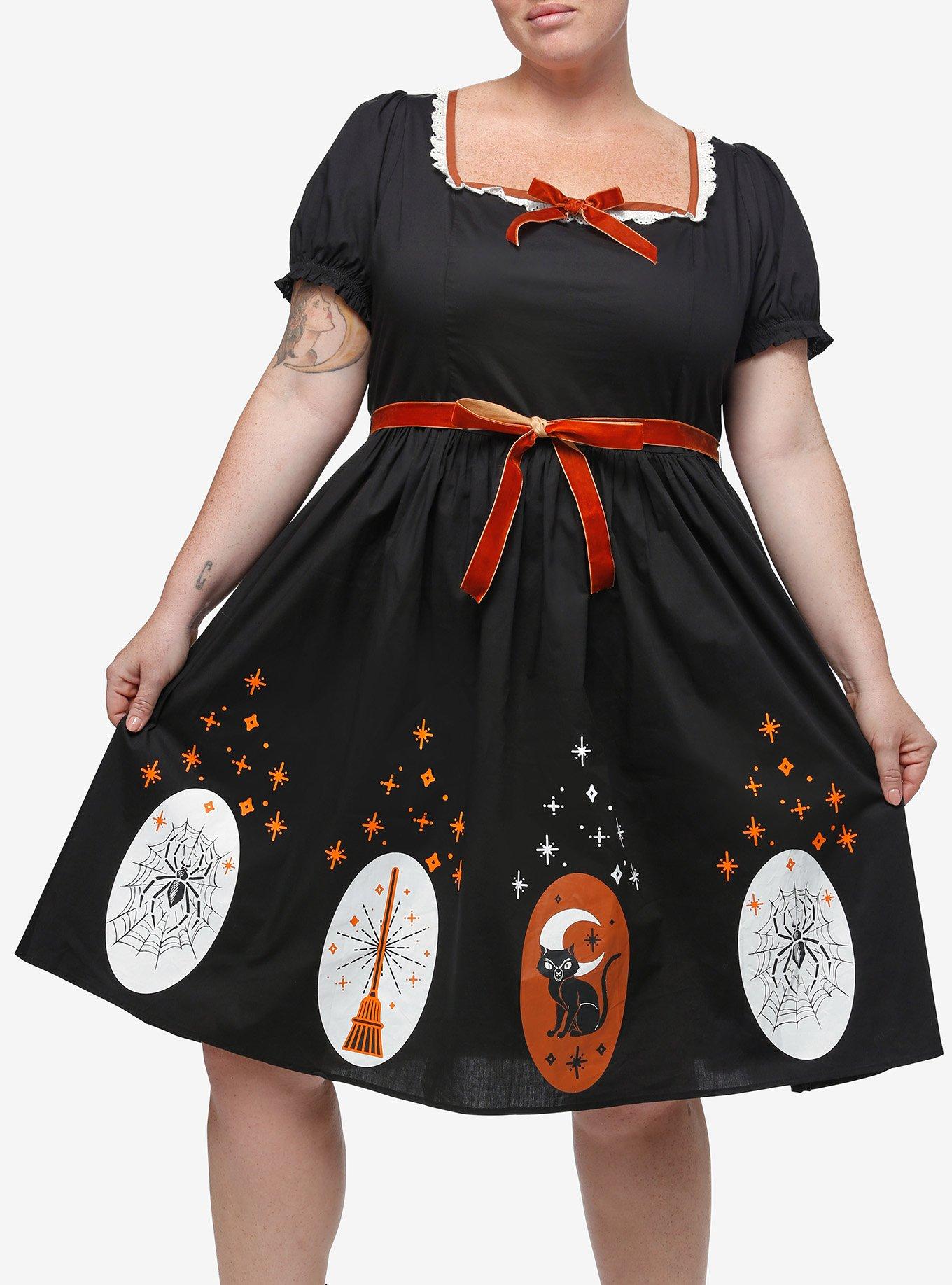 Her Universe Disney Hocus Pocus Retro Icons Babydoll Dress Plus Size, MULTI, hi-res