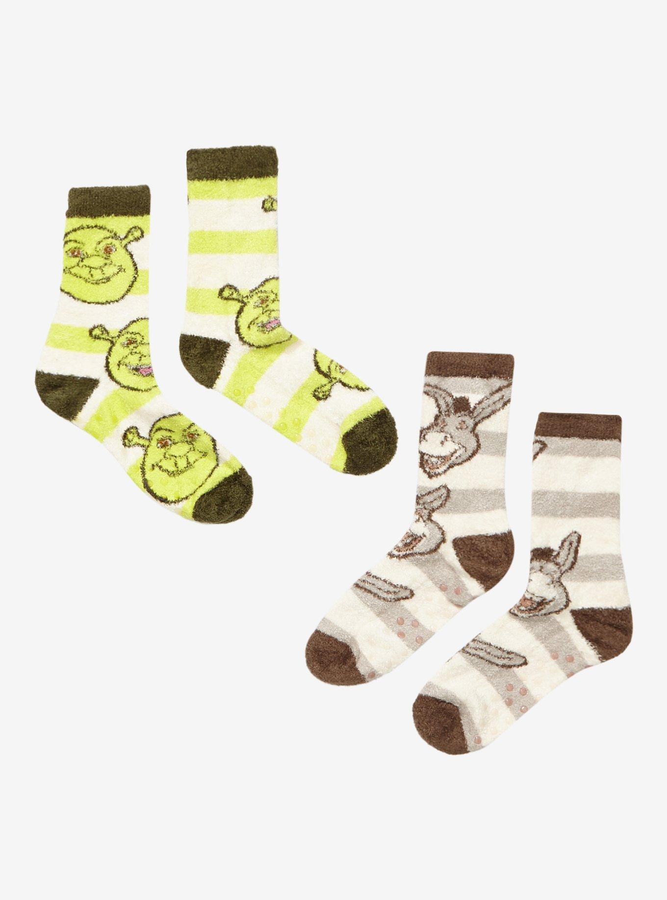 Shrek Donkey Fuzzy Crew Socks 2 Pair, , hi-res