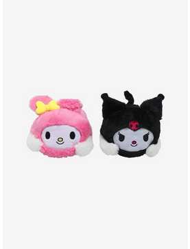 My Melody & Kuromi Fuzzy Mismatch Plush Slippers, , hi-res