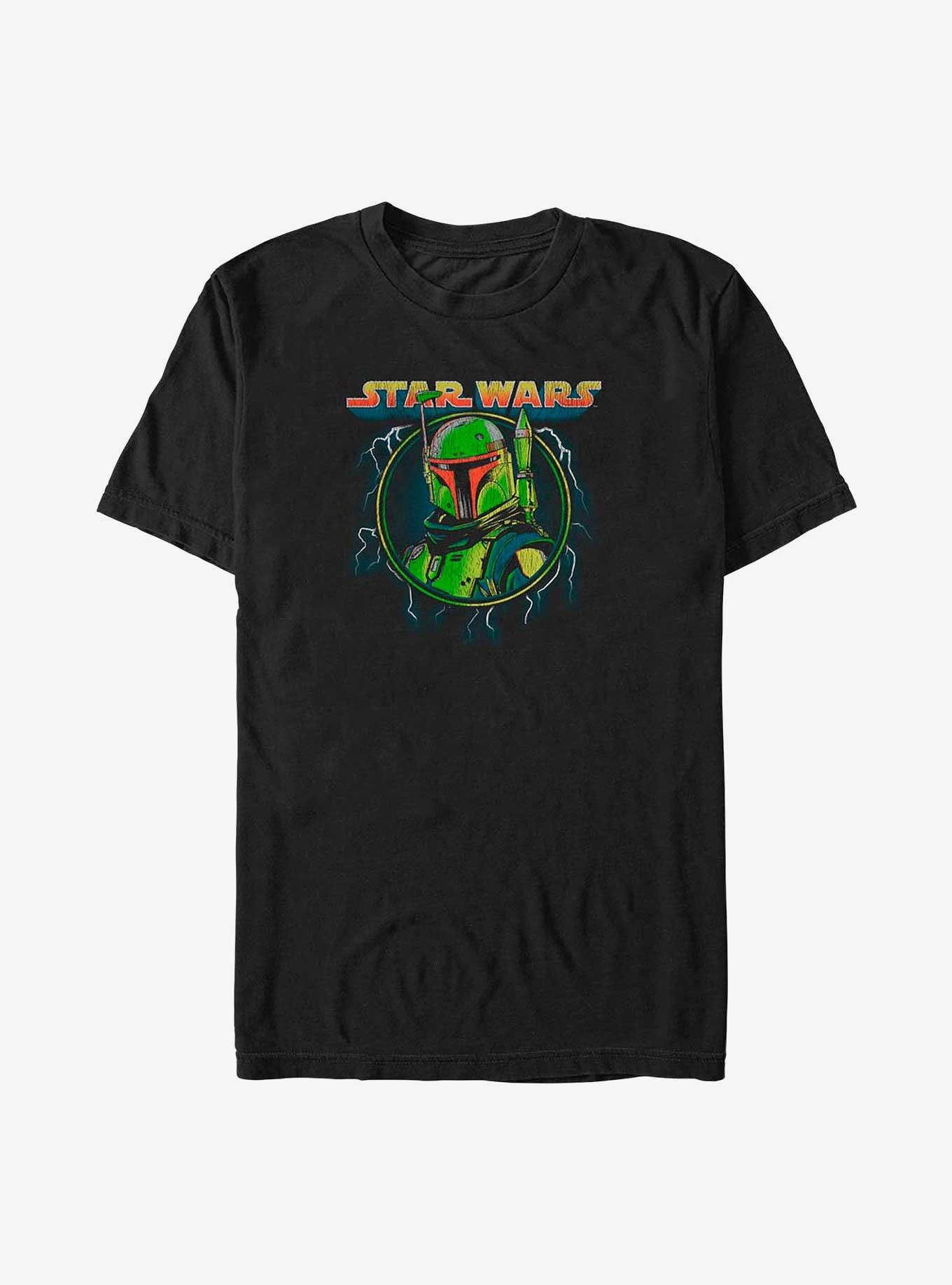 Star Wars The Mandalorian Boba Lightning Badge Big & Tall T-Shirt, BLACK, hi-res