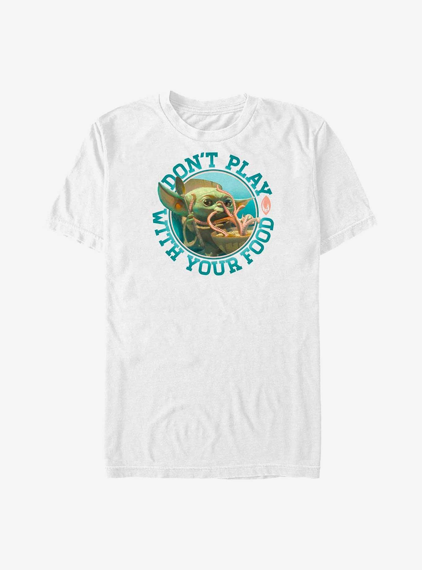 Star Wars The Mandalorian Grogu Don't Play With Your Food Big & Tall T-Shirt, WHITE, hi-res