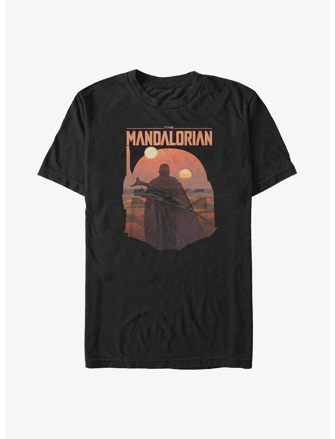 Star Wars The Mandalorian Mando Sunset Helmet Overlay Big & Tall T-Shirt, BLACK, hi-res
