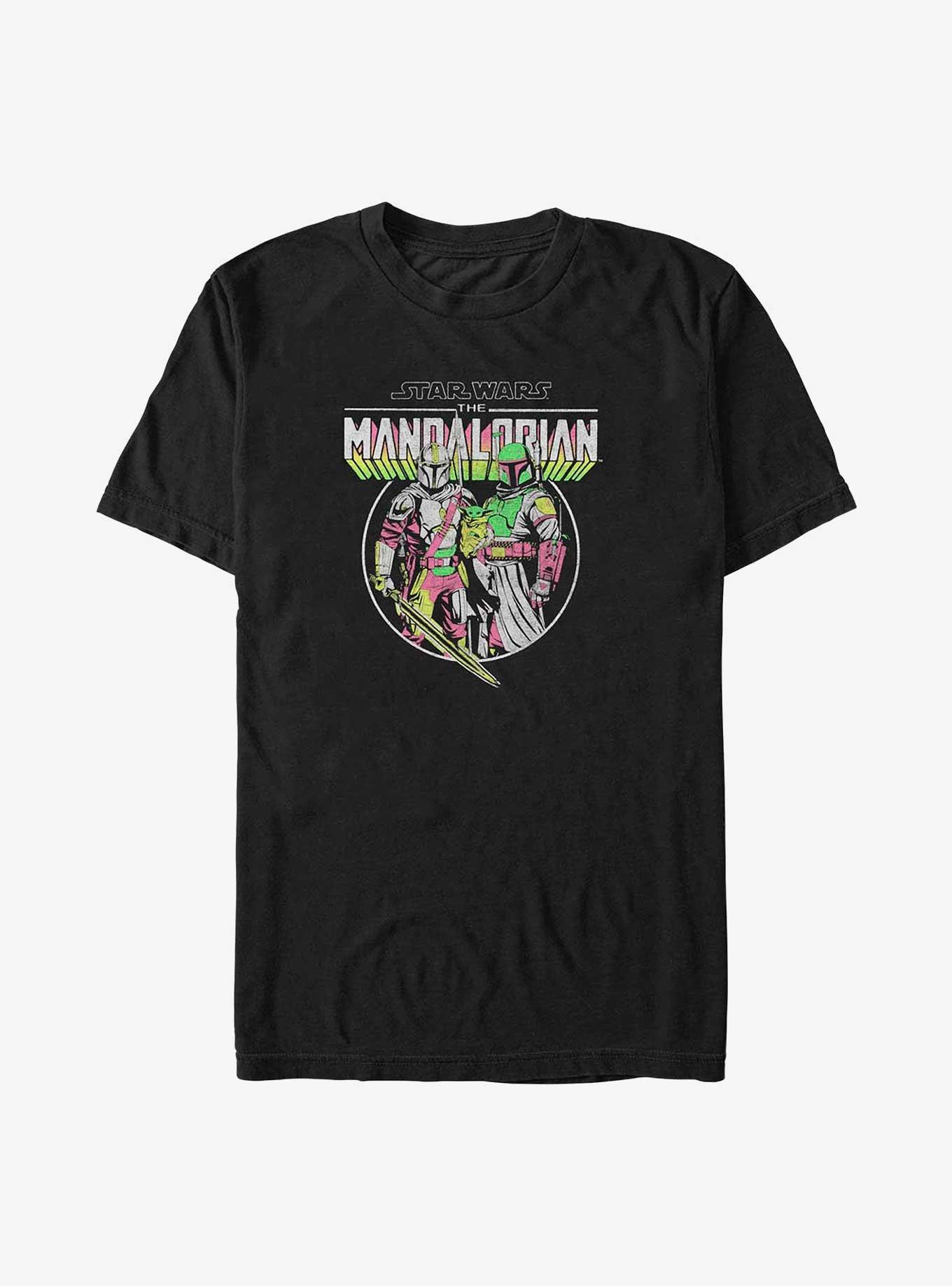 Star Wars The Mandalorian Neon Trio Mando, Grogu, and Boba Big & Tall T-Shirt, , hi-res