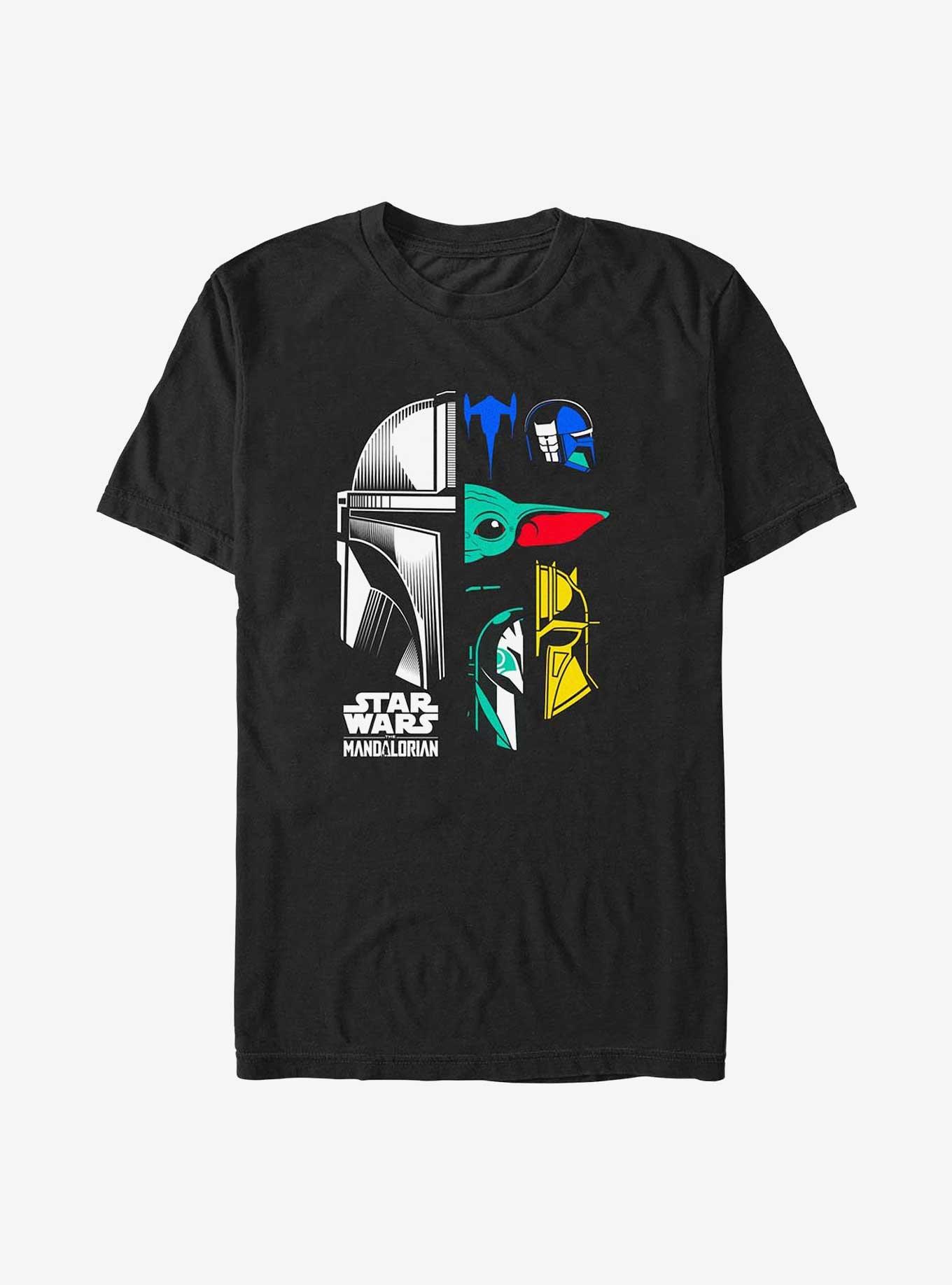 Star Wars The Mandalorian Grogu and Mando Helmet Split Big & Tall T-Shirt, , hi-res