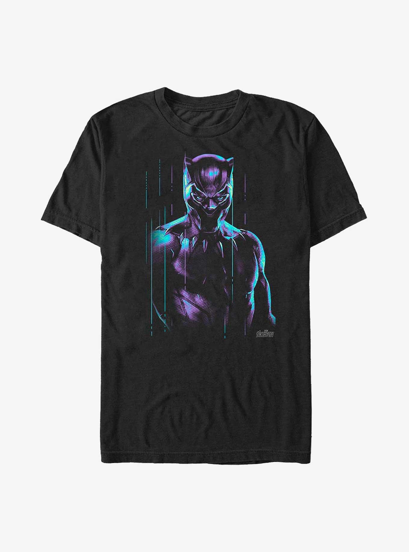 Marvel Black Panther Neon Rain Panther Portrait Big & Tall T-Shirt, BLACK, hi-res