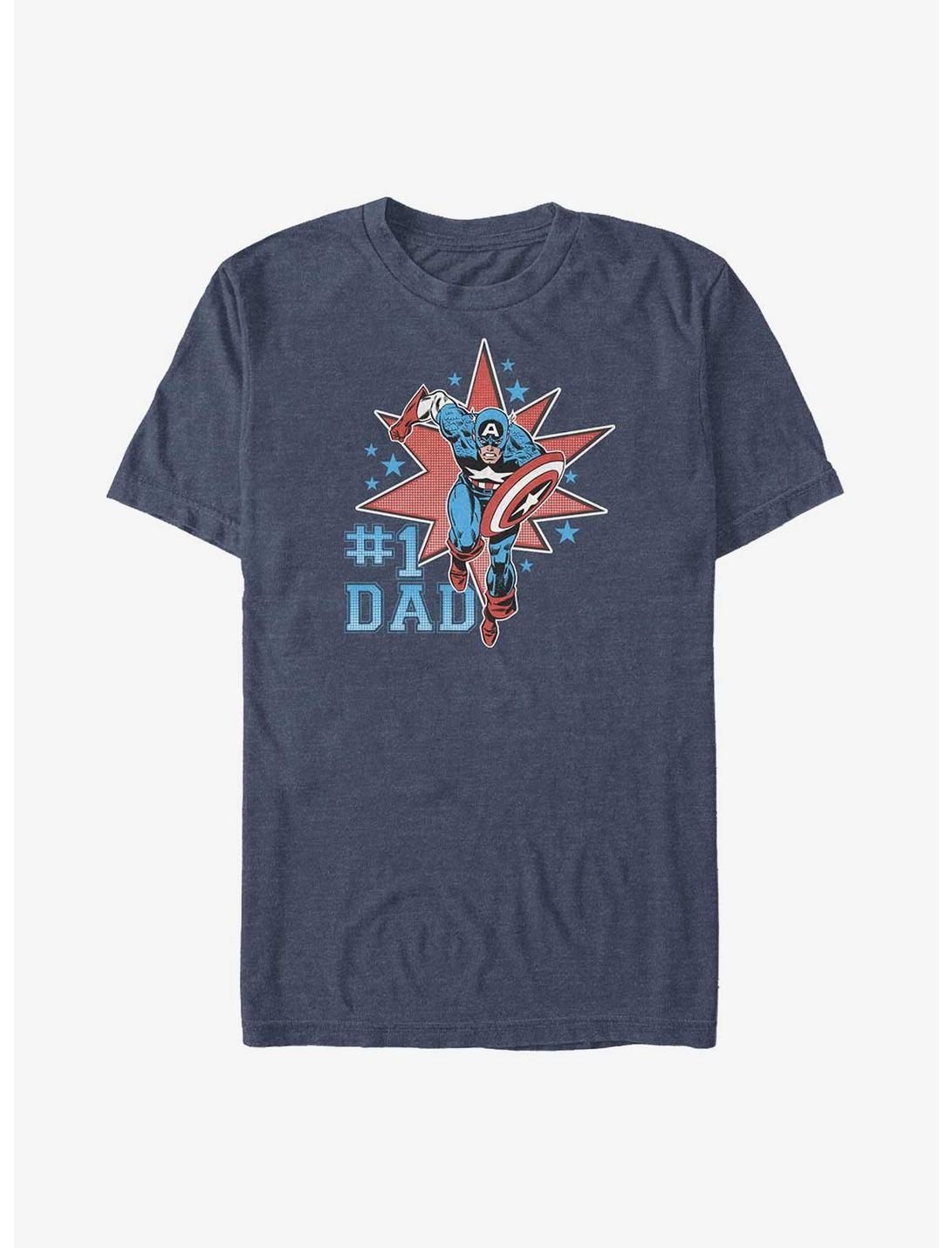 Marvel Captain America Number One Dad Big & Tall T-Shirt, NAVY HTR, hi-res