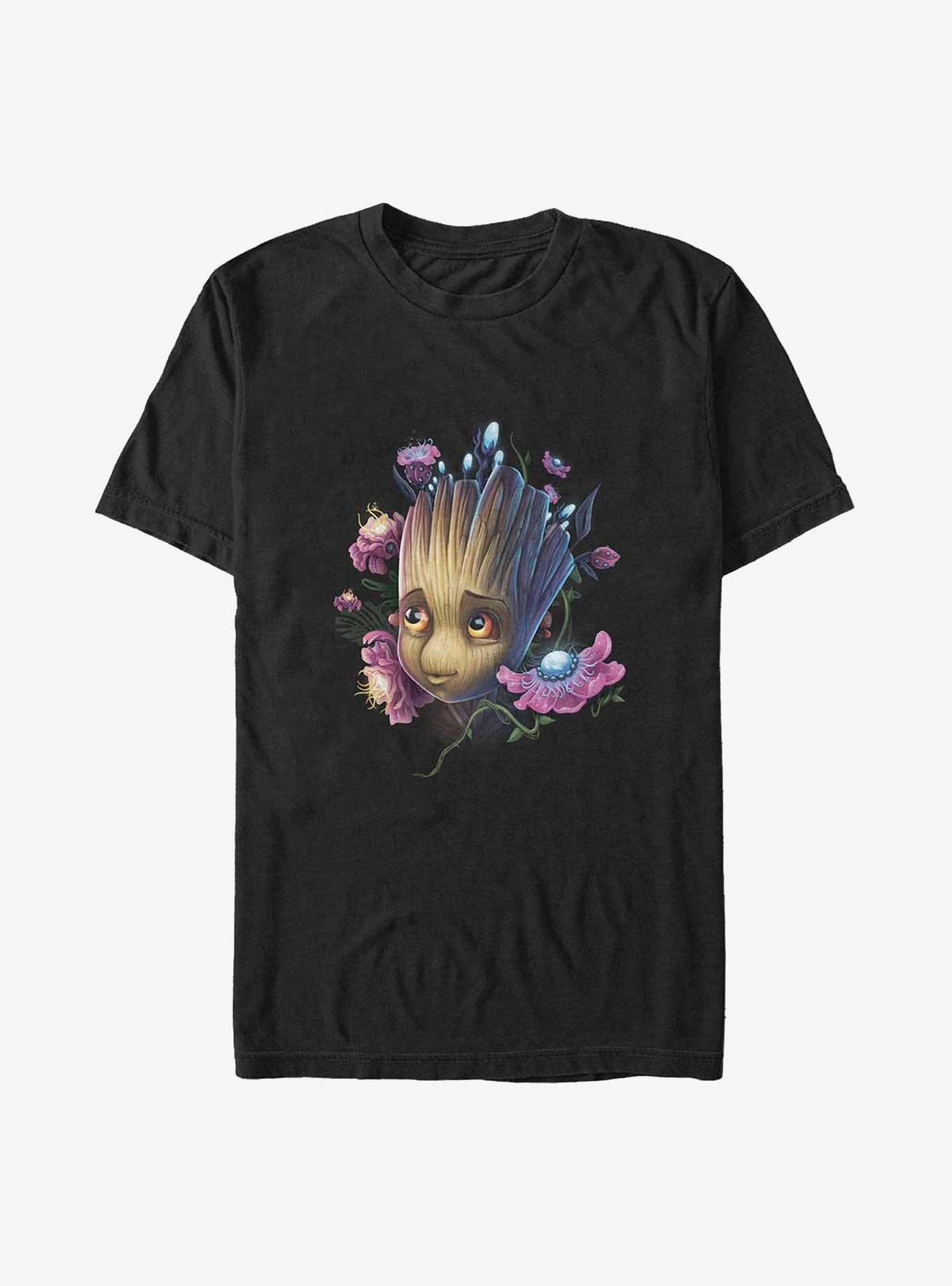 Marvel Guardians of the Galaxy Groot Flowers Big & Tall T-Shirt, BLACK, hi-res