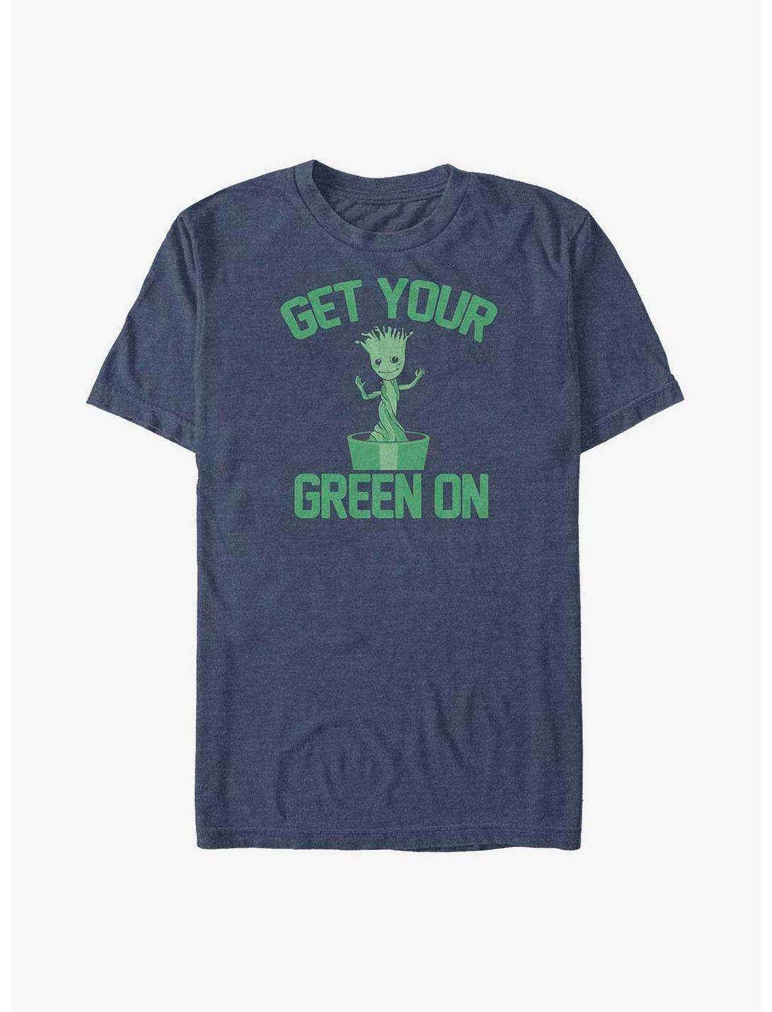Marvel Guardians of the Galaxy Groot Get Your Green On Big & Tall T-Shirt, NAVY HTR, hi-res