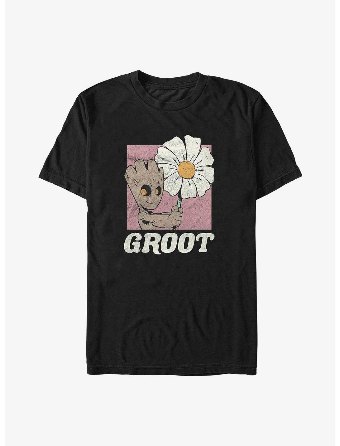 Marvel Guardians of the Galaxy Groot Picking Flowers Big & Tall T-Shirt, BLACK, hi-res