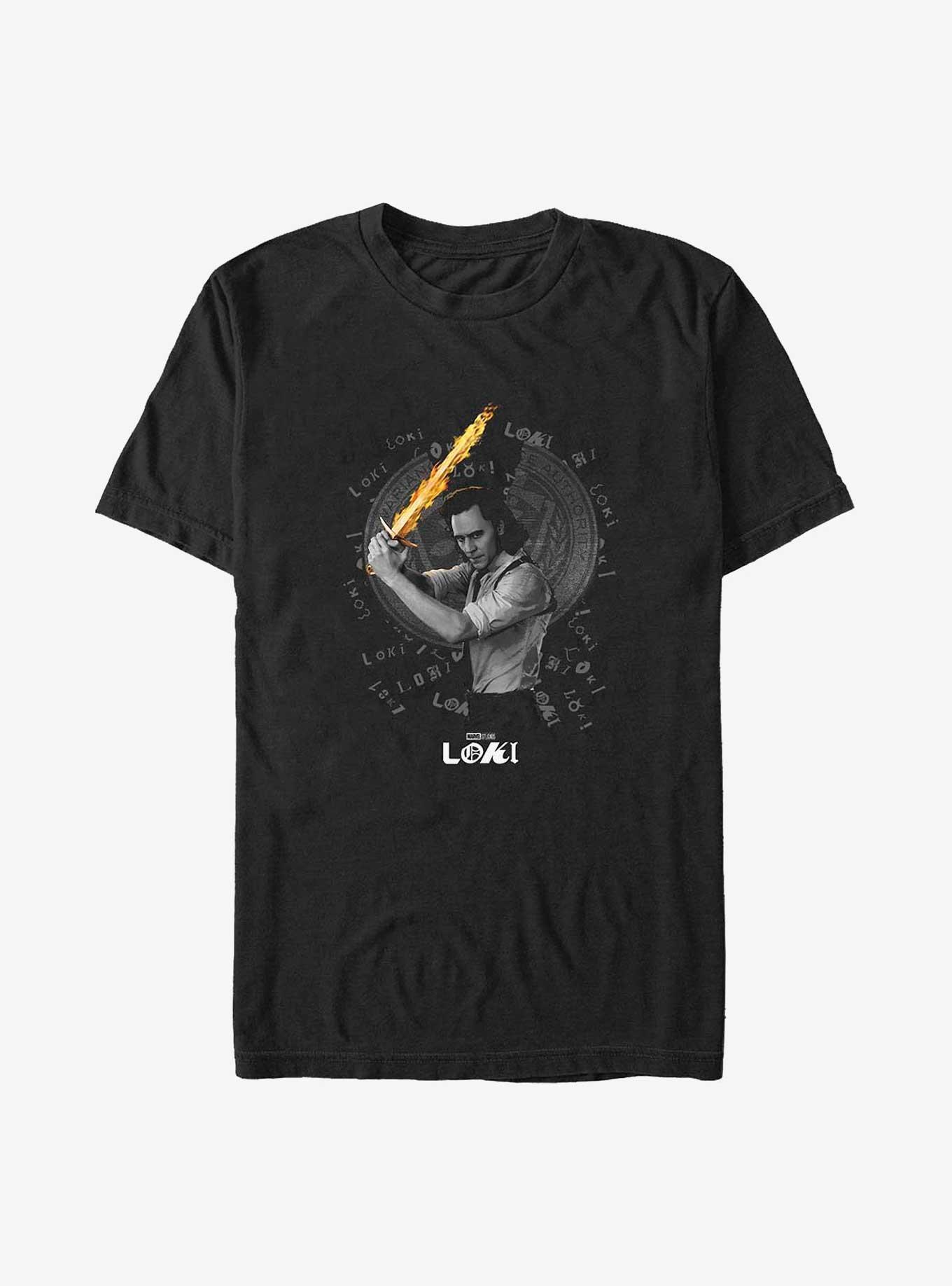 Marvel Loki Flaming Sword Big & Tall T-Shirt, BLACK, hi-res