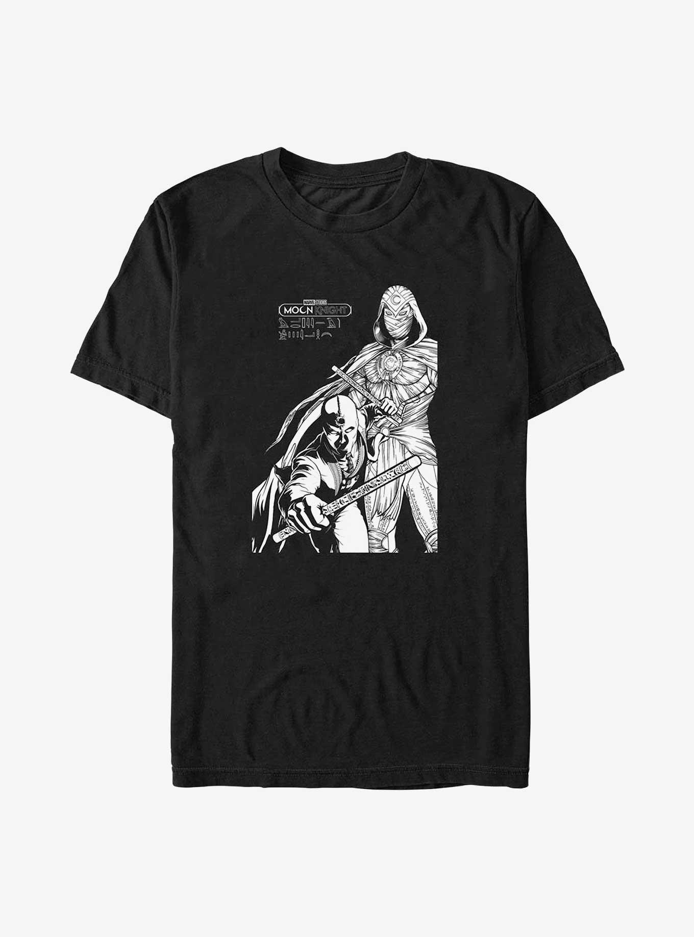 Marvel Moon Knight and Mr. Knight Line Art Duo Big & Tall T-Shirt, BLACK, hi-res