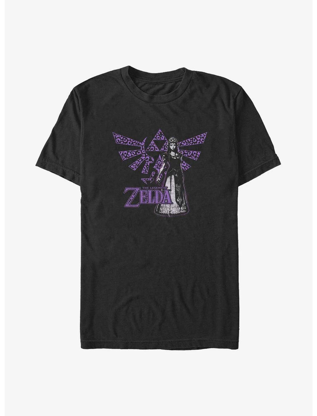 The Legend of Zelda Cheetah Print Hyrule Crest Big & Tall T-Shirt, BLACK, hi-res