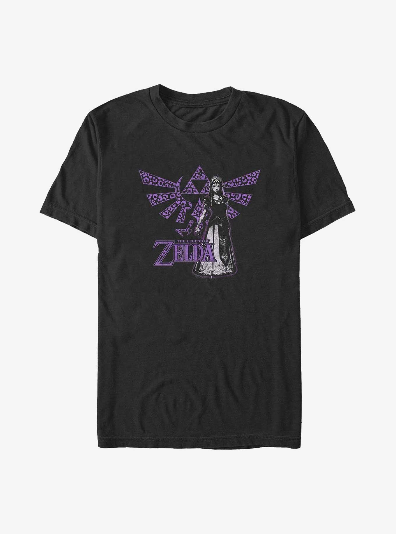 The Legend of Zelda Cheetah Print Hyrule Crest Big & Tall T-Shirt, BLACK, hi-res