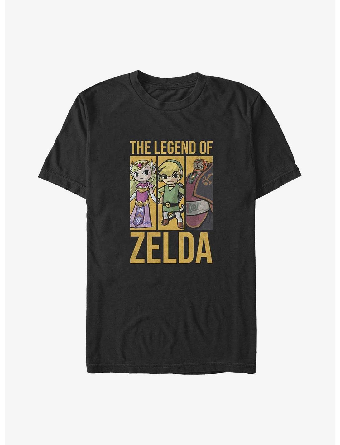 The Legend of Zelda Chibi Zelda, Link, and Ganondorf Big & Tall T-Shirt, BLACK, hi-res