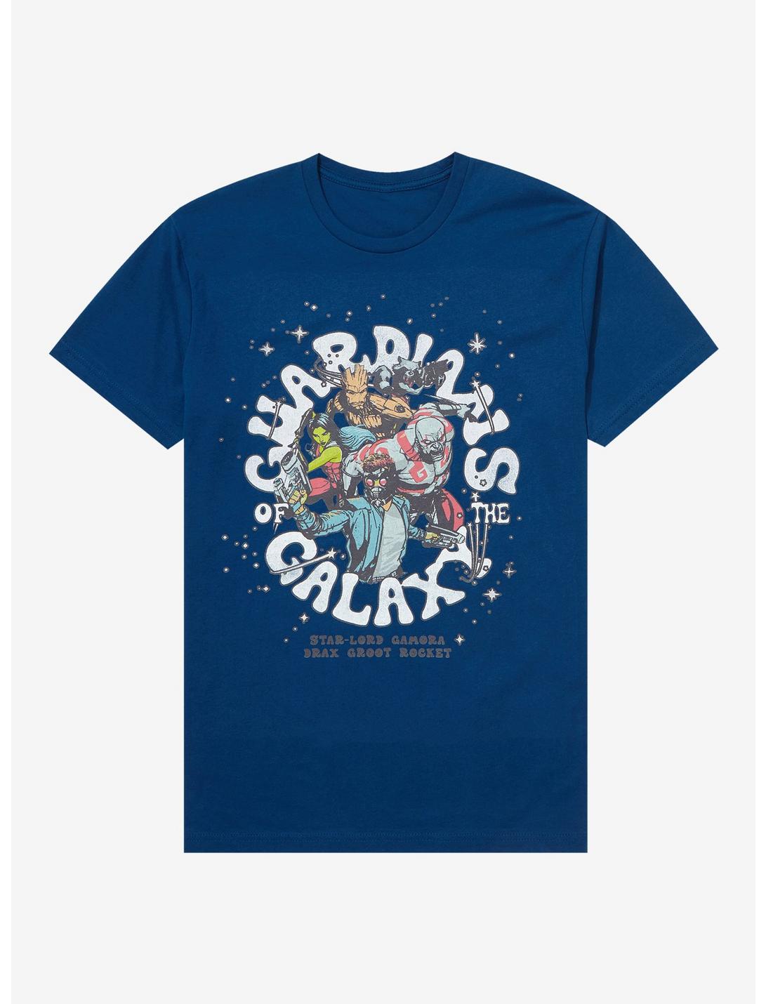 Marvel Guardians of the Galaxy Retro Group Portrait T-Shirt - BoxLunch Exclusive, BLUE, hi-res