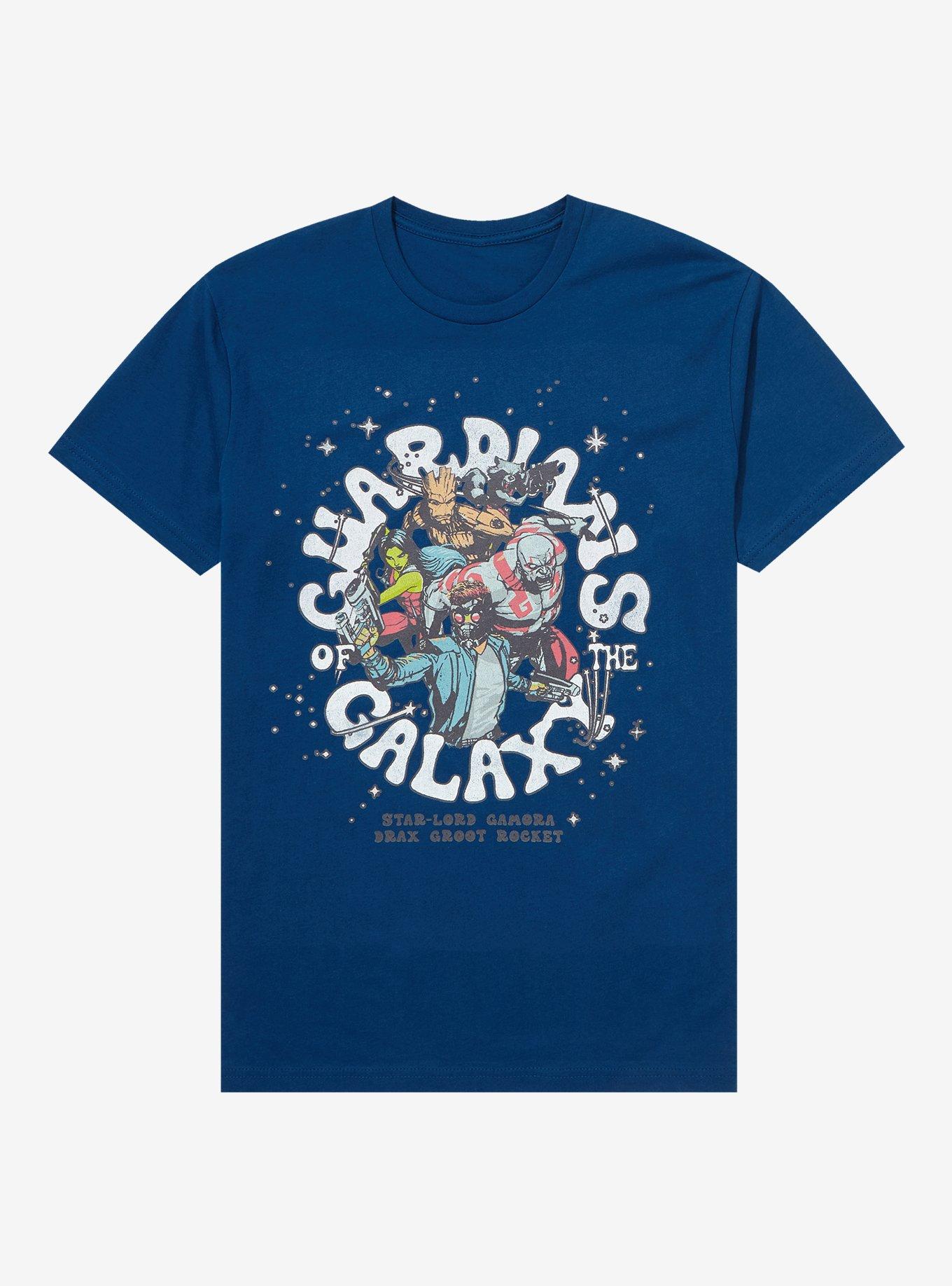 Marvel Guardians of the Galaxy Retro Group Portrait T-Shirt - BoxLunch Exclusive, BLUE, hi-res