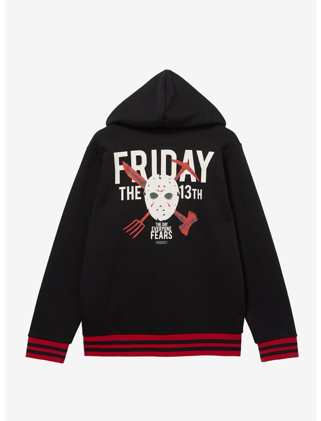 Friday the 13th Jason Voorhees Mask Zippered Hoodie - BoxLunch Exclusive, BLACK, hi-res