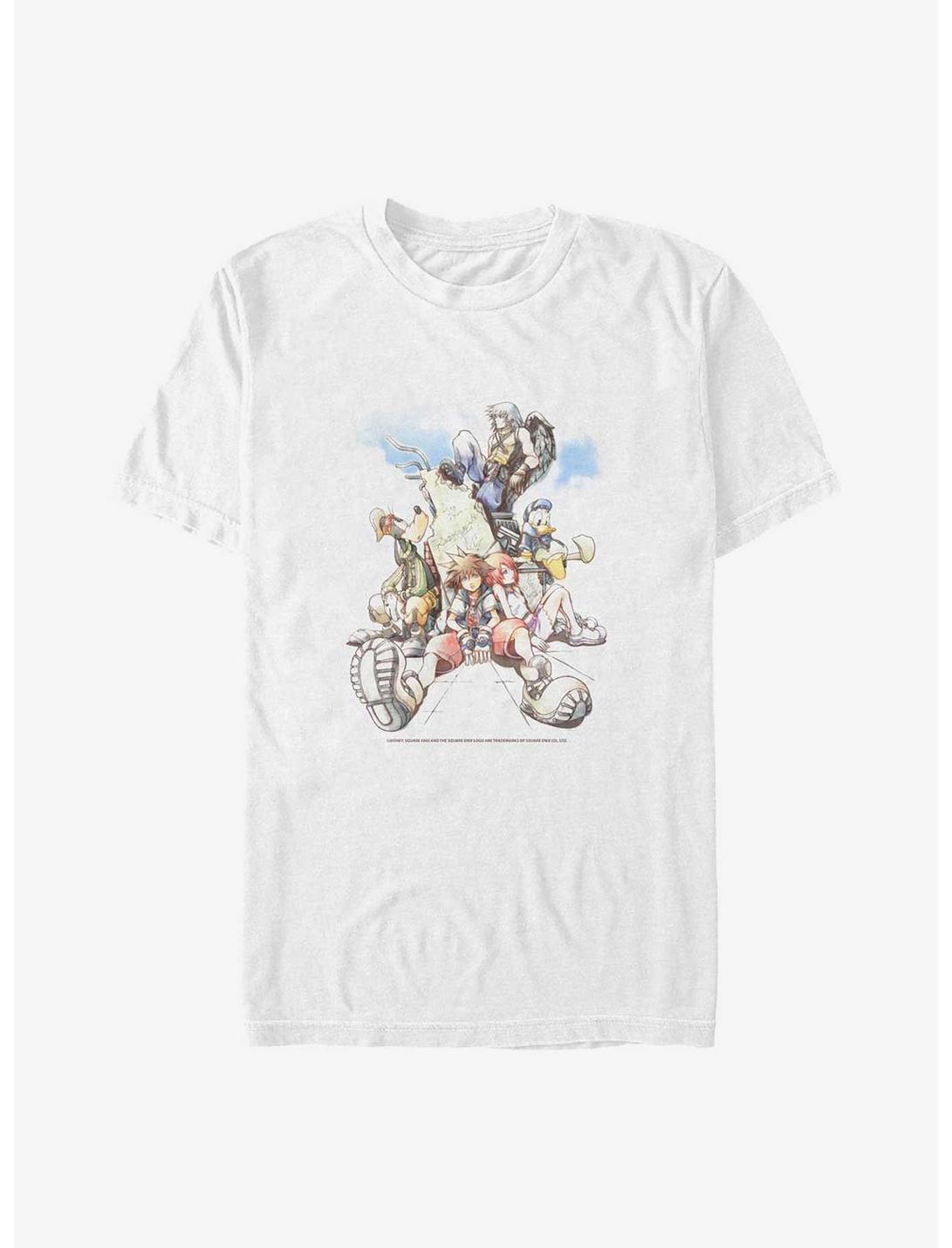 Disney Kingdom Hearts Group In The Clouds Big & Tall T-Shirt, WHITE, hi-res