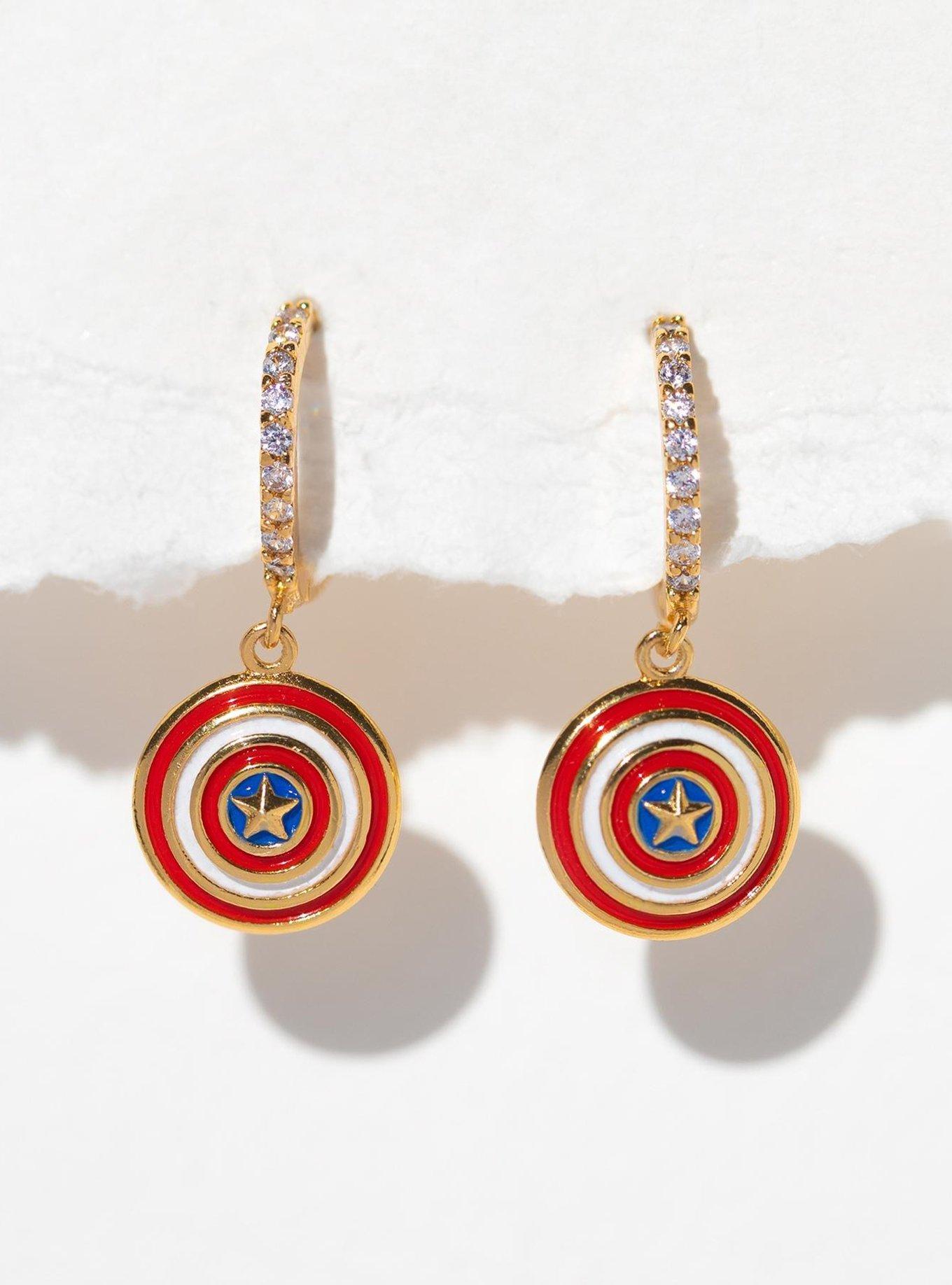 Marvel X Girls Crew Captain America Shield Hoop Earrings, , hi-res