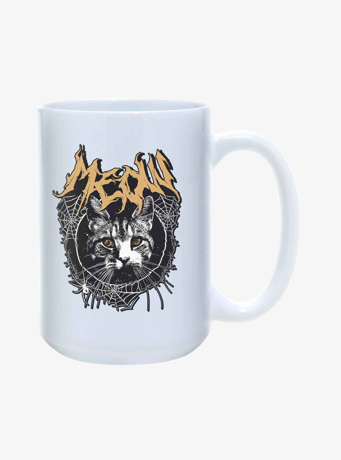 Hot Topic Meow Cat Spiderweb Mug 15oz