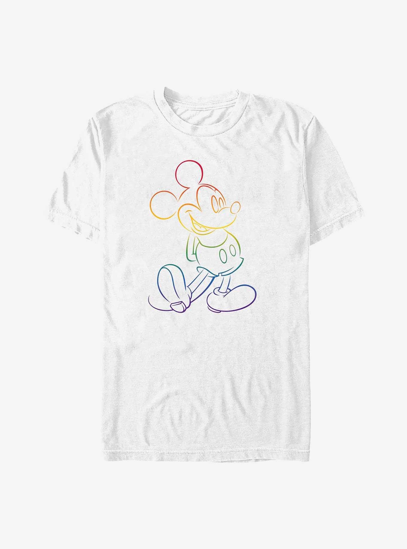 Disney Mickey Mouse Rainbow Outline Big & Tall T-Shirt, WHITE, hi-res