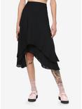 Sweet Society Black Asymmetrical Midi Skirt, BLACK, hi-res