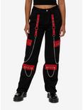 Social Collision Black & Red Grommet Strap Carpenter Pants, RED, hi-res