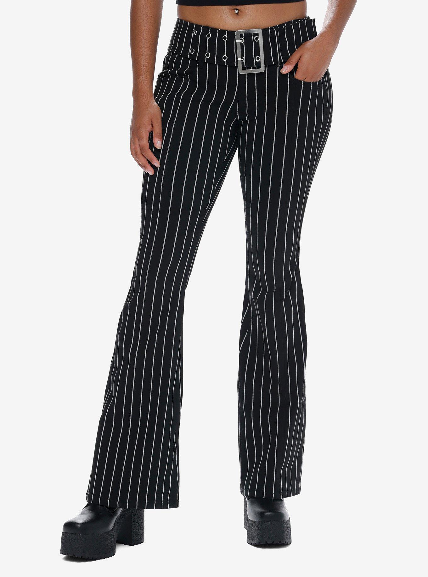 BELTED PINSTRIPE PANTS - Light mink