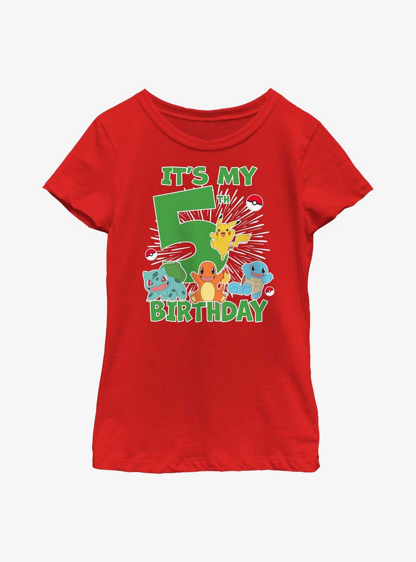 Pokemon It's My 5th Birthday Youth Girls T-Shirt, , hi-res