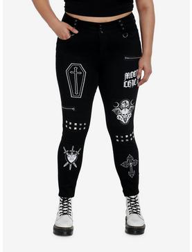 Cosmic Aura Black Witchy Icons Super Skinny Jeans Plus Size, , hi-res
