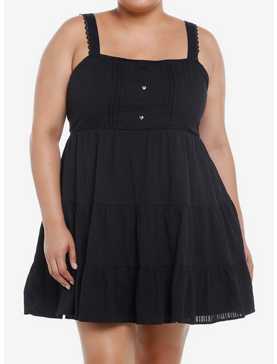 Sweet Society Black Lace Tiered Sweetheart Dress Plus Size, , hi-res