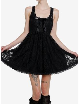 Sweet Society Black Lace Bow Babydoll Dress, , hi-res