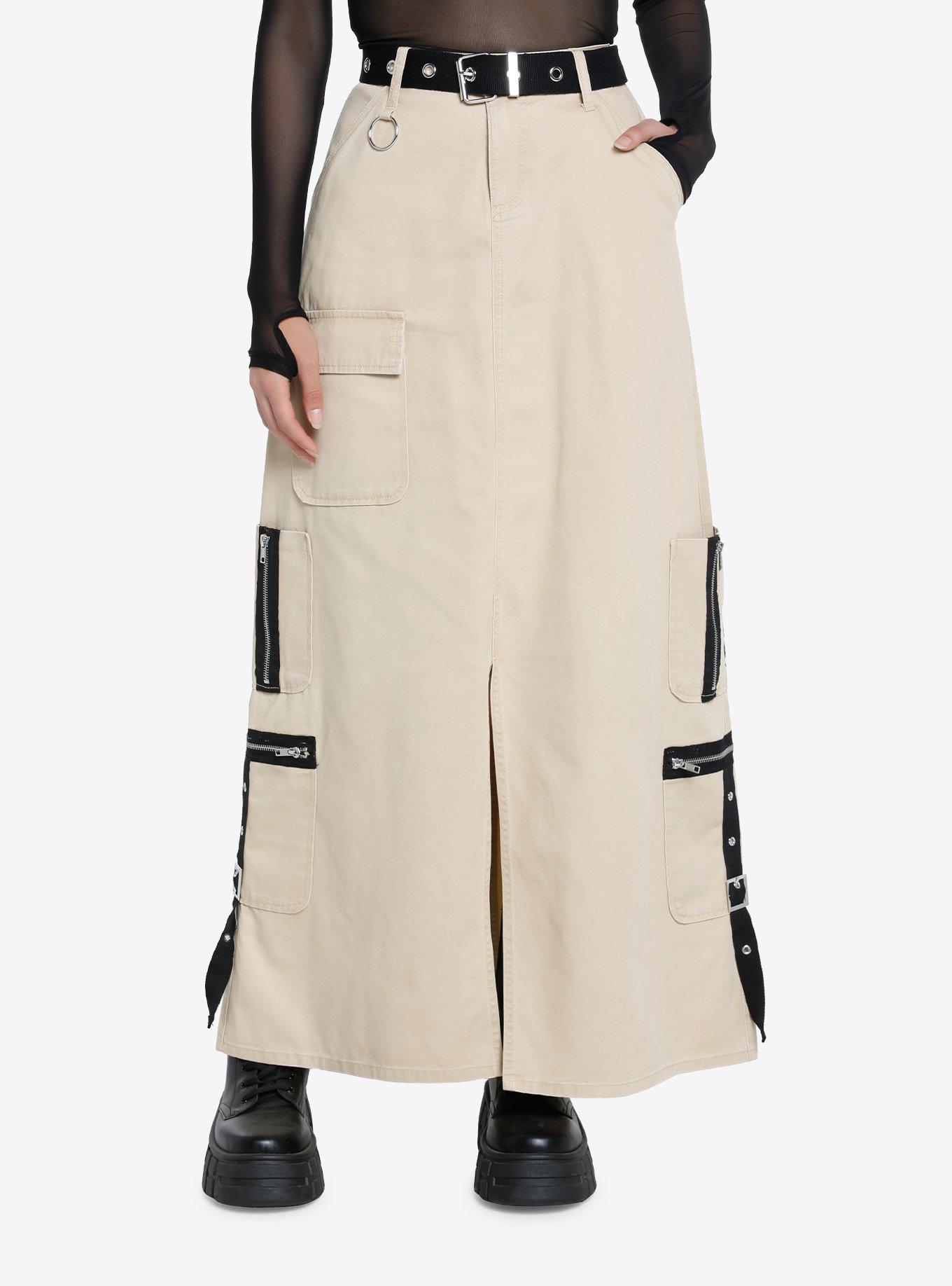 Social Collision Khaki Cargo Maxi Skirt | Hot Topic