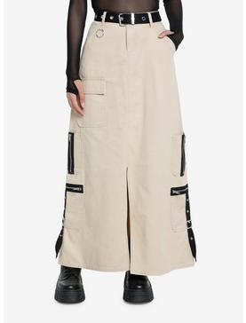 Social Collision Khaki Cargo Maxi Skirt, , hi-res