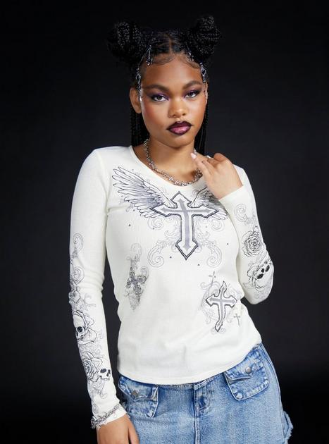 Tシャツ・カットソー hug your skin Angel Wing Top White 25SSTOP08WH il_fullxfull.1004957302_24n1.jpg