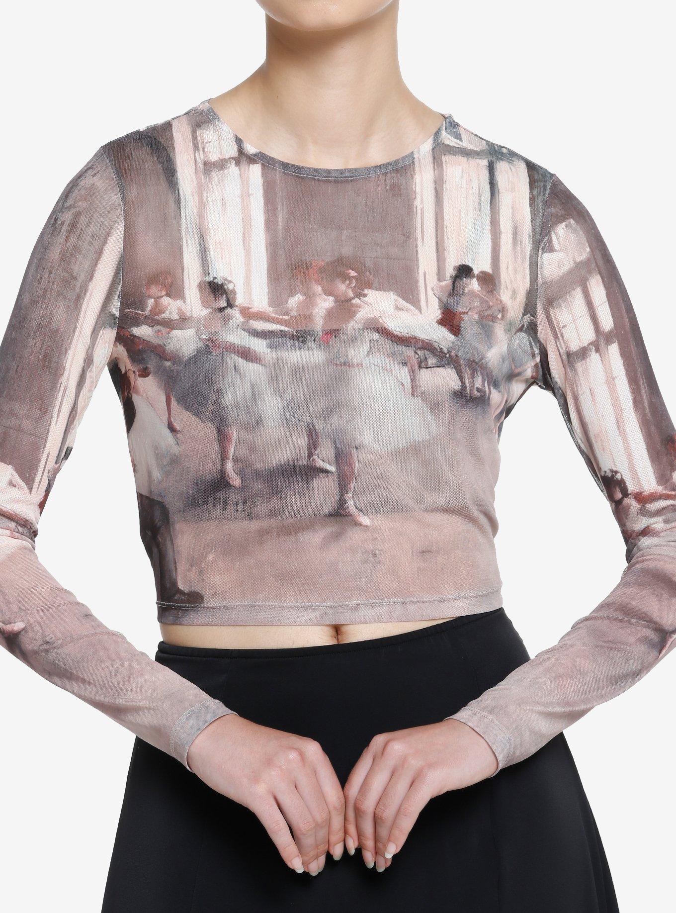 Ballerina Mesh Girls Crop Long-Sleeve Top, MULTI, hi-res