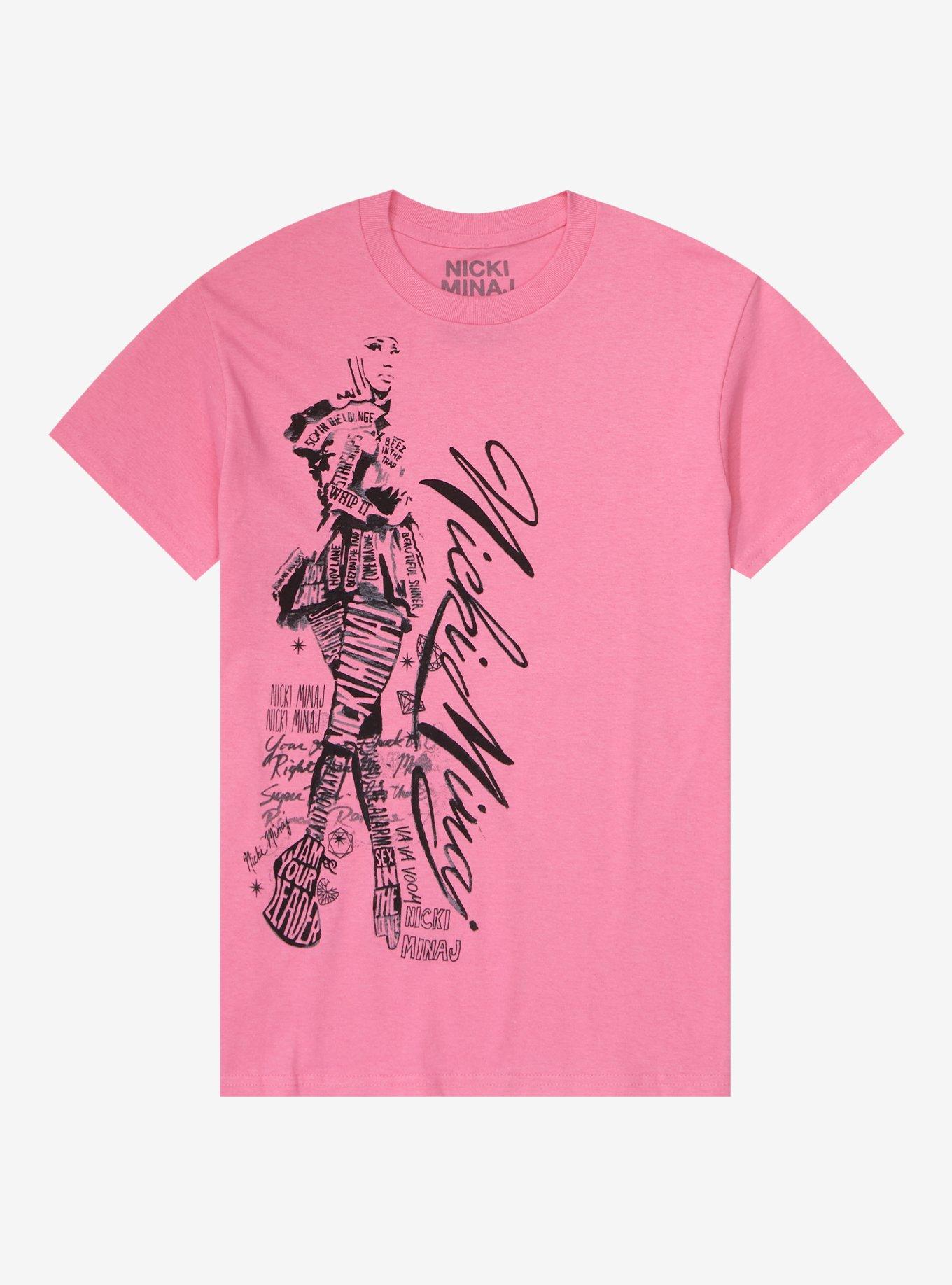 Nicki Minaj Sketch Boyfriend Fit Girls T-Shirt, PINK, hi-res