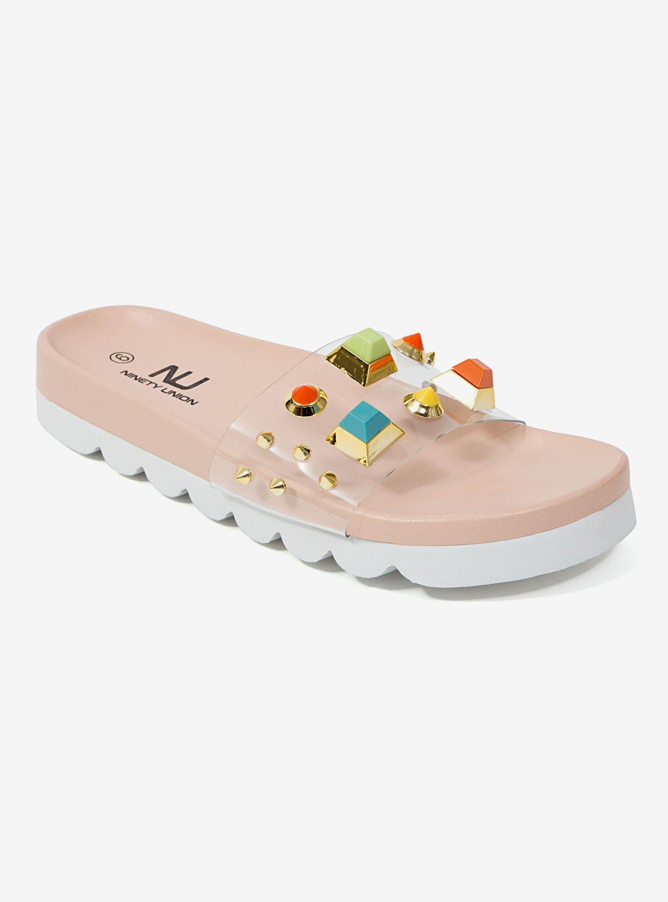 Lucite Multi Color Stone Slide Sandal, , hi-res