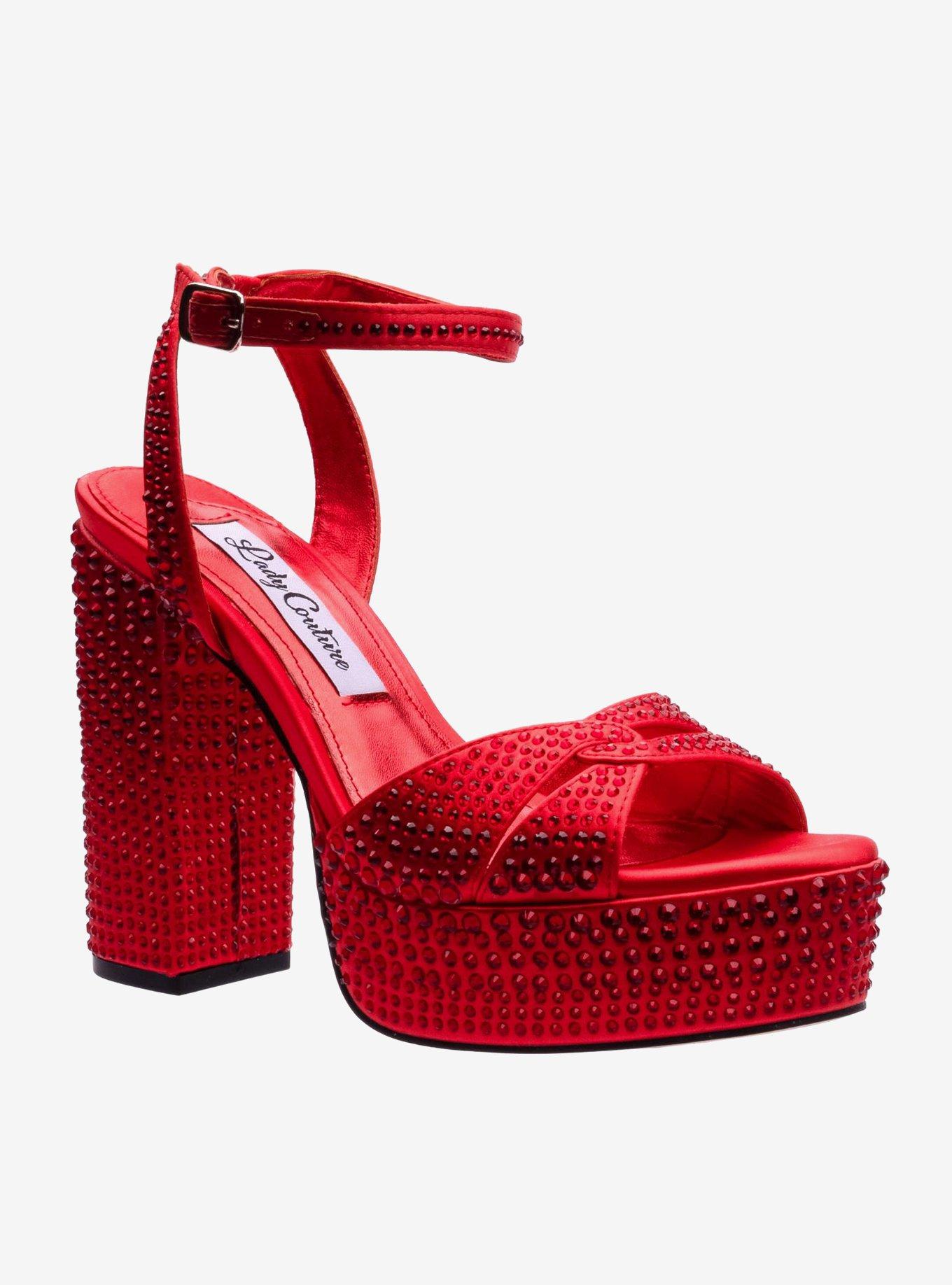 Rhinestone Red Platform Sandal, RED, hi-res