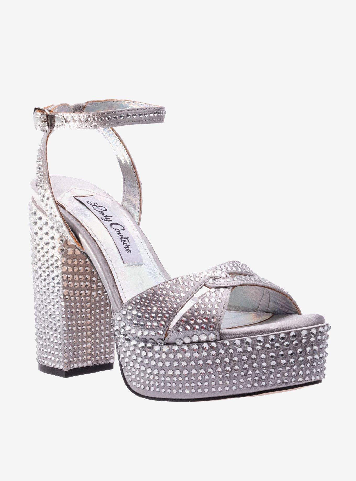 Rhinestone Silver Platform Sandal, SILVER, hi-res