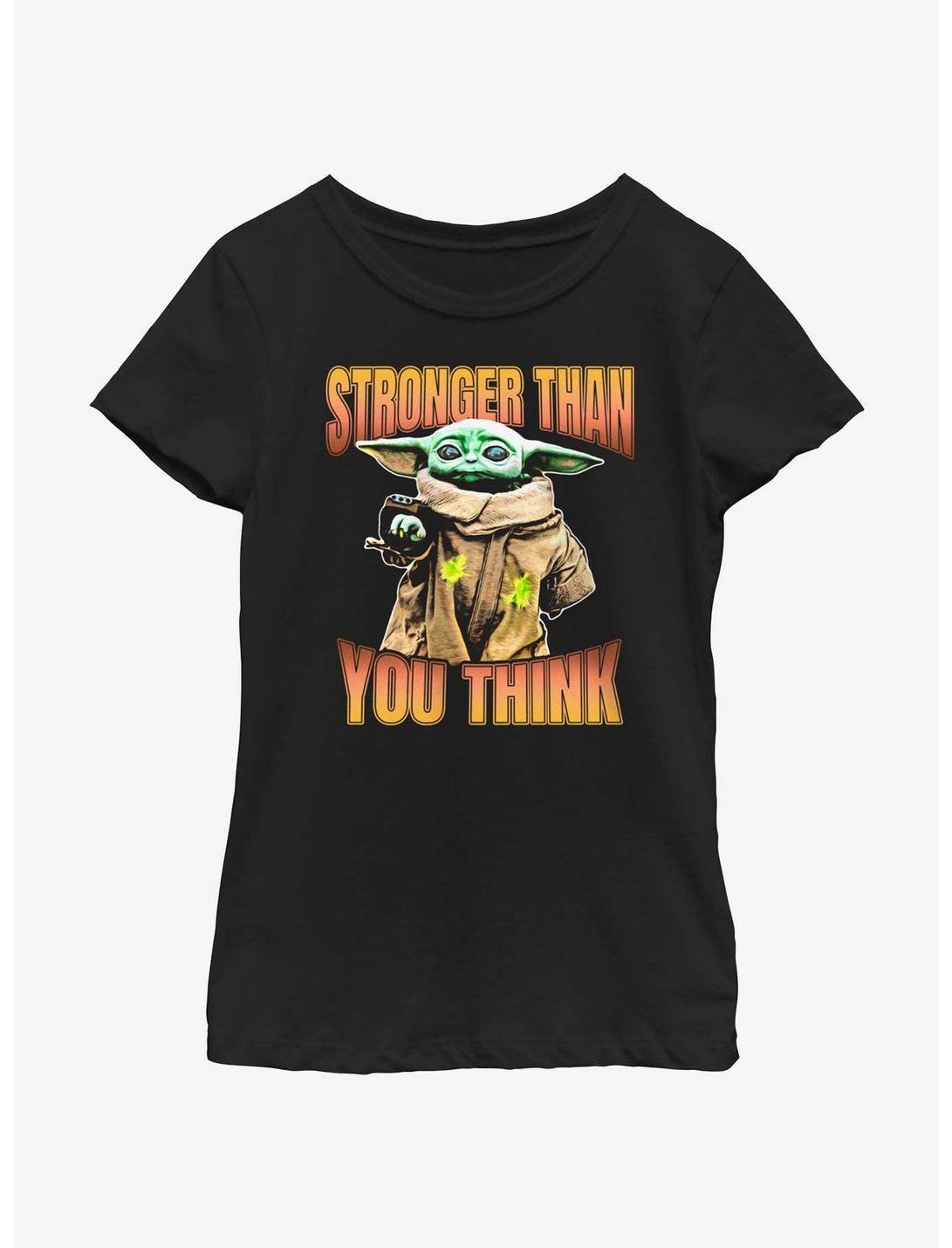 Star Wars The Mandalorian Grogu Stronger Than You Think Youth Girls T-Shirt, BLACK, hi-res