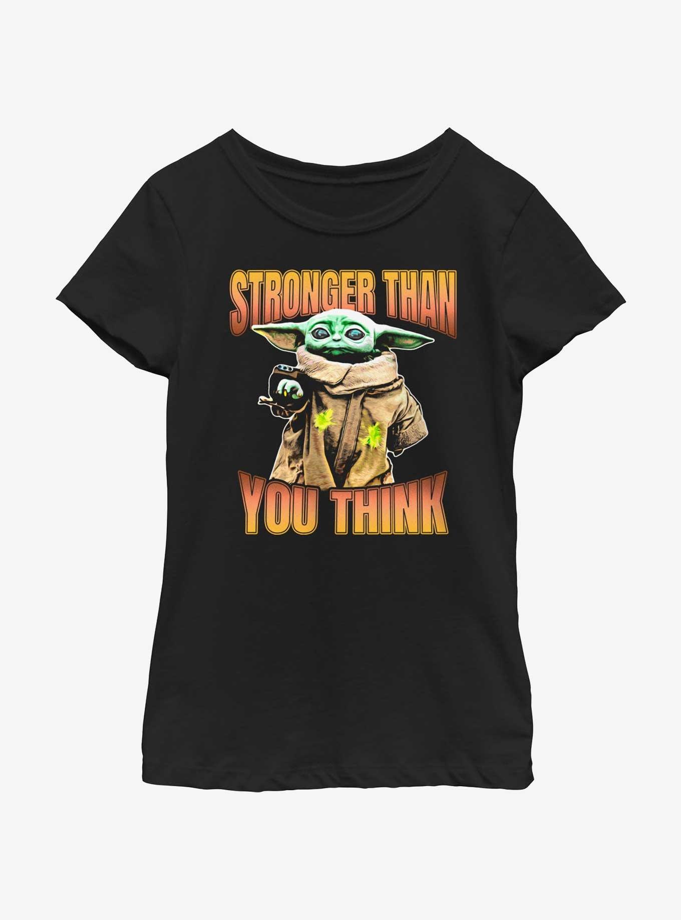 Star Wars The Mandalorian Grogu Stronger Than You Think Youth Girls T-Shirt, BLACK, hi-res