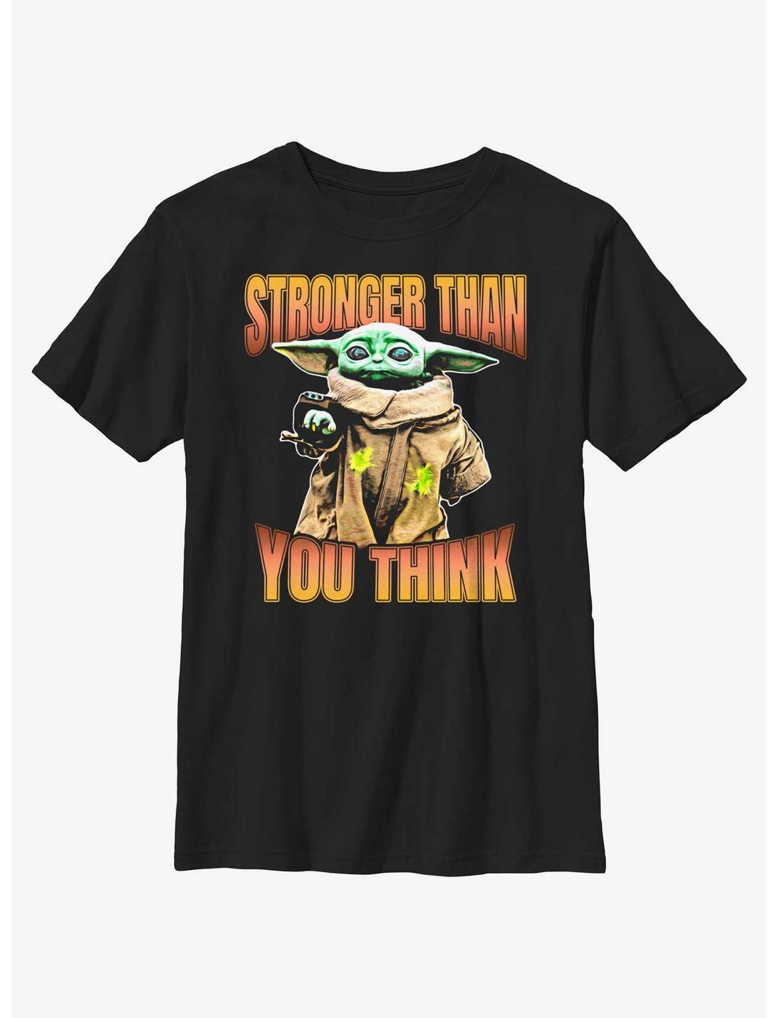 Star Wars The Mandalorian Grogu Stronger Than You Think Youth T-Shirt, BLACK, hi-res