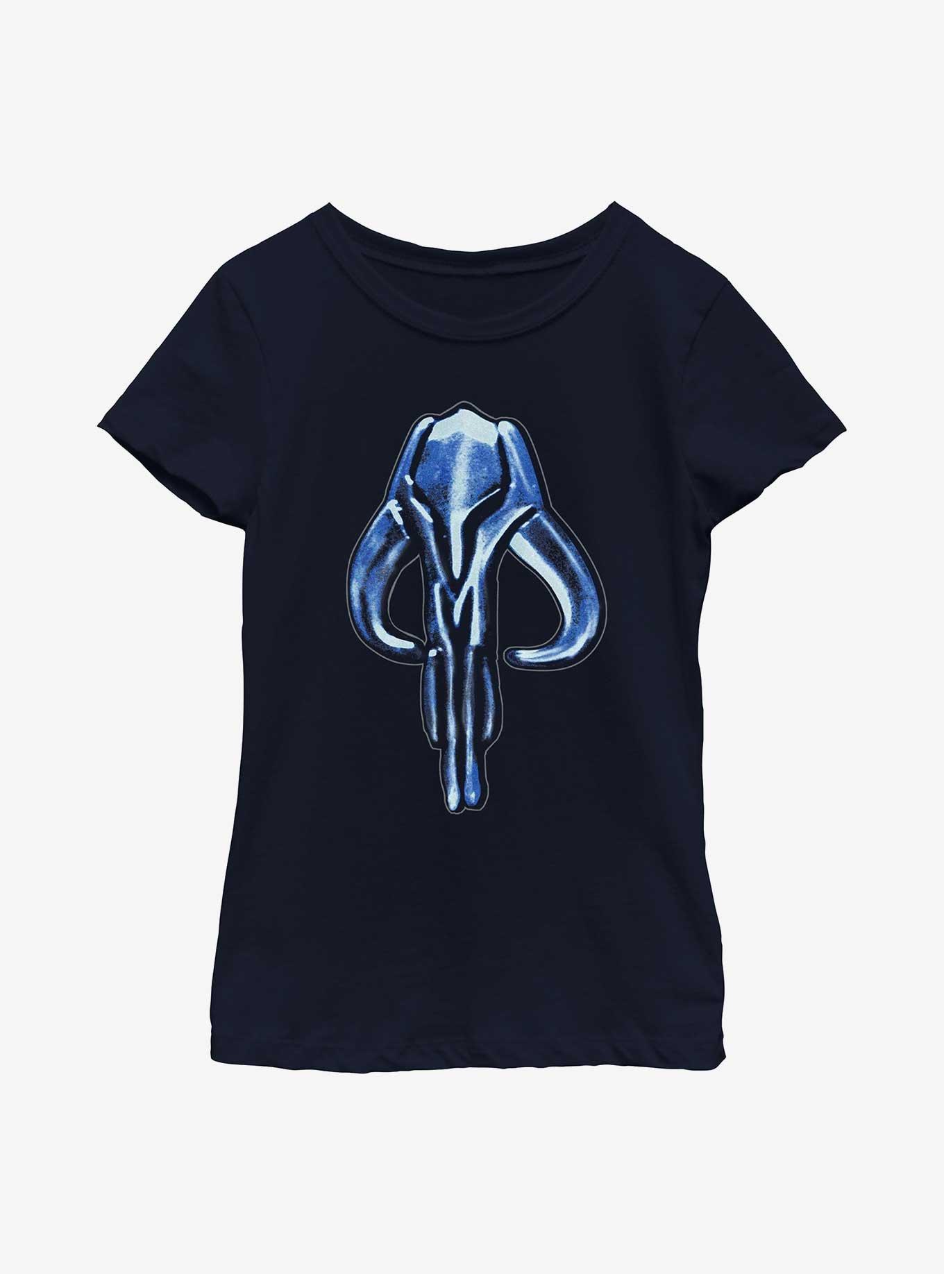 Star Wars The Mandalorian Beskar Mythosaur Youth Girls T-Shirt, NAVY, hi-res