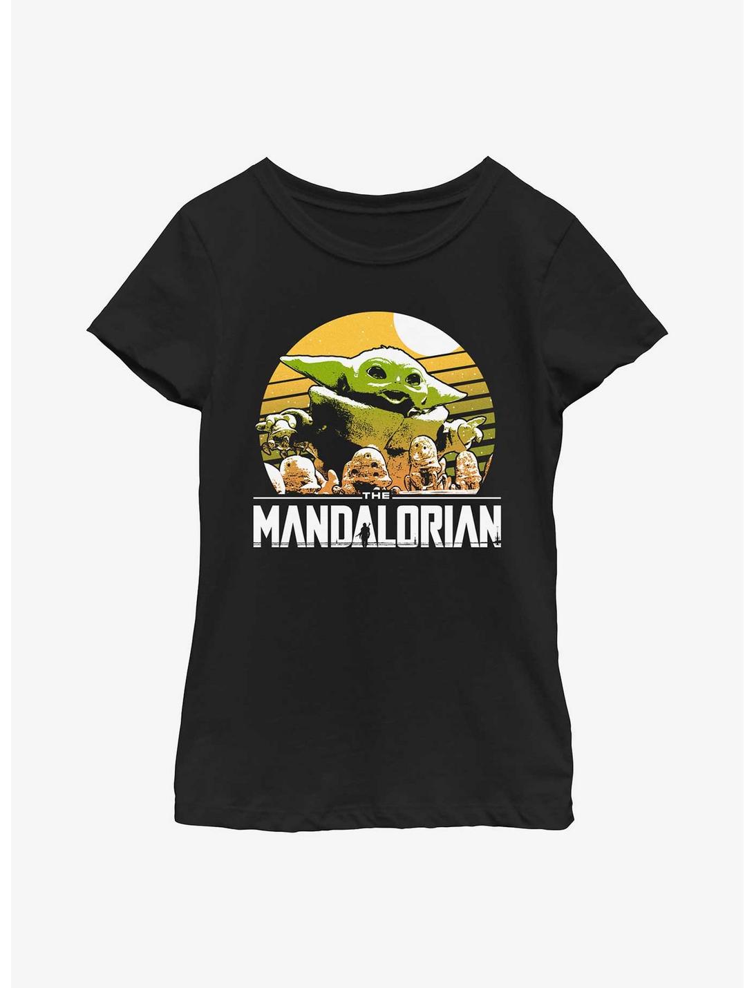 Star Wars The Mandalorian Grogu Playing With Stone Crabs Youth Girls T-Shirt, BLACK, hi-res