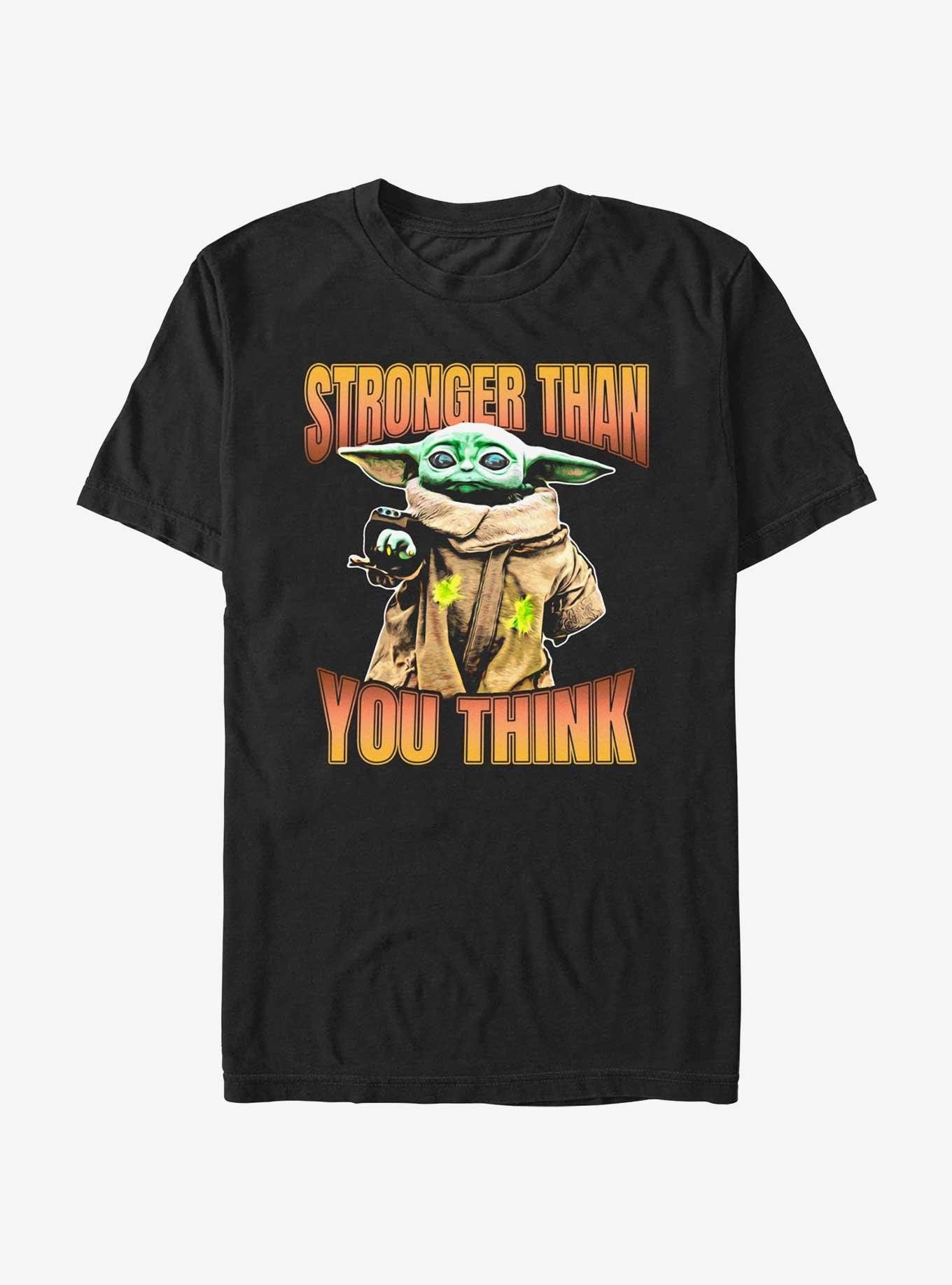 Star Wars The Mandalorian Grogu Stronger Than You Think T-Shirt, BLACK, hi-res