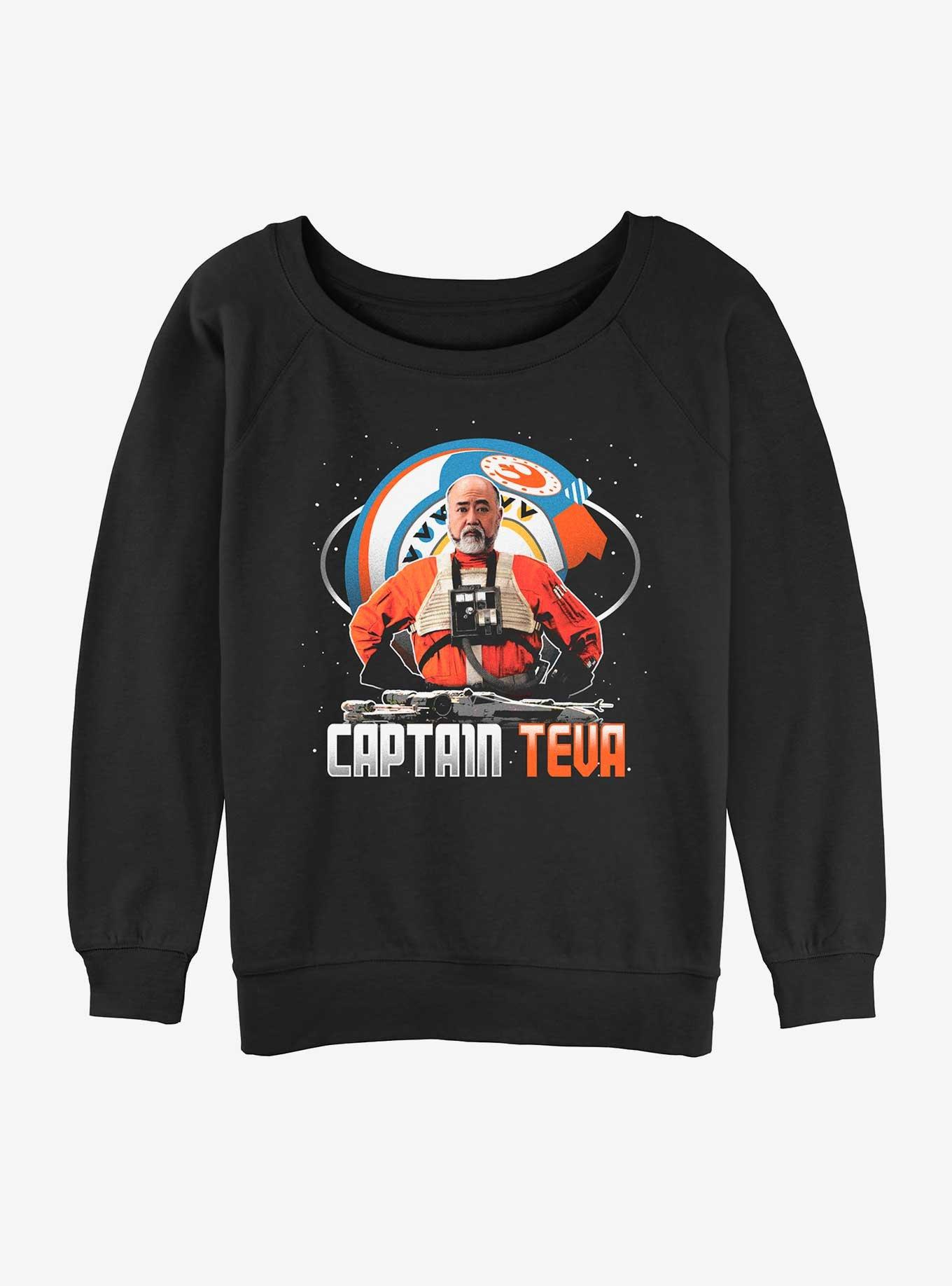 Star Wars The Mandalorian Captain Teva Womens Slouchy Sweatshirt, BLACK, hi-res