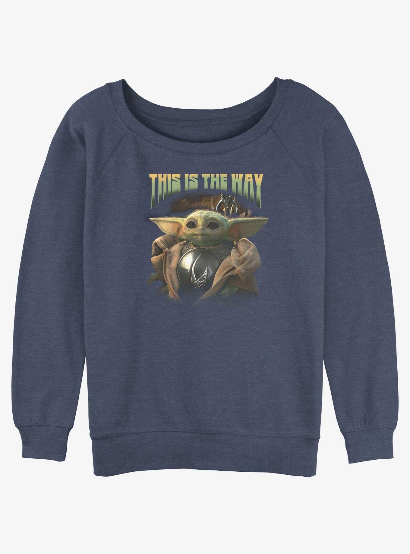 Star Wars The Mandalorian Grogu Clan of Two Womens Slouchy Sweatshirt BoxLunch Web Exclusive, BLUEHTR, hi-res